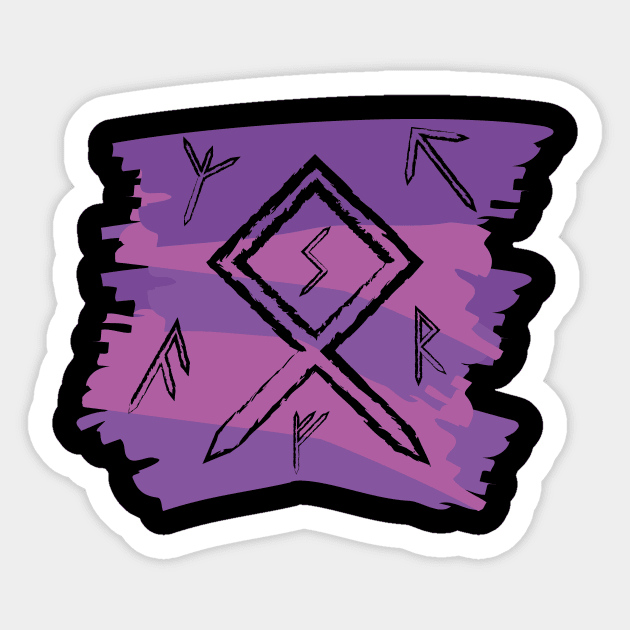 Purple Paint Runes Norse Mythology Asatru Sticker by vikki182@hotmail.co.uk